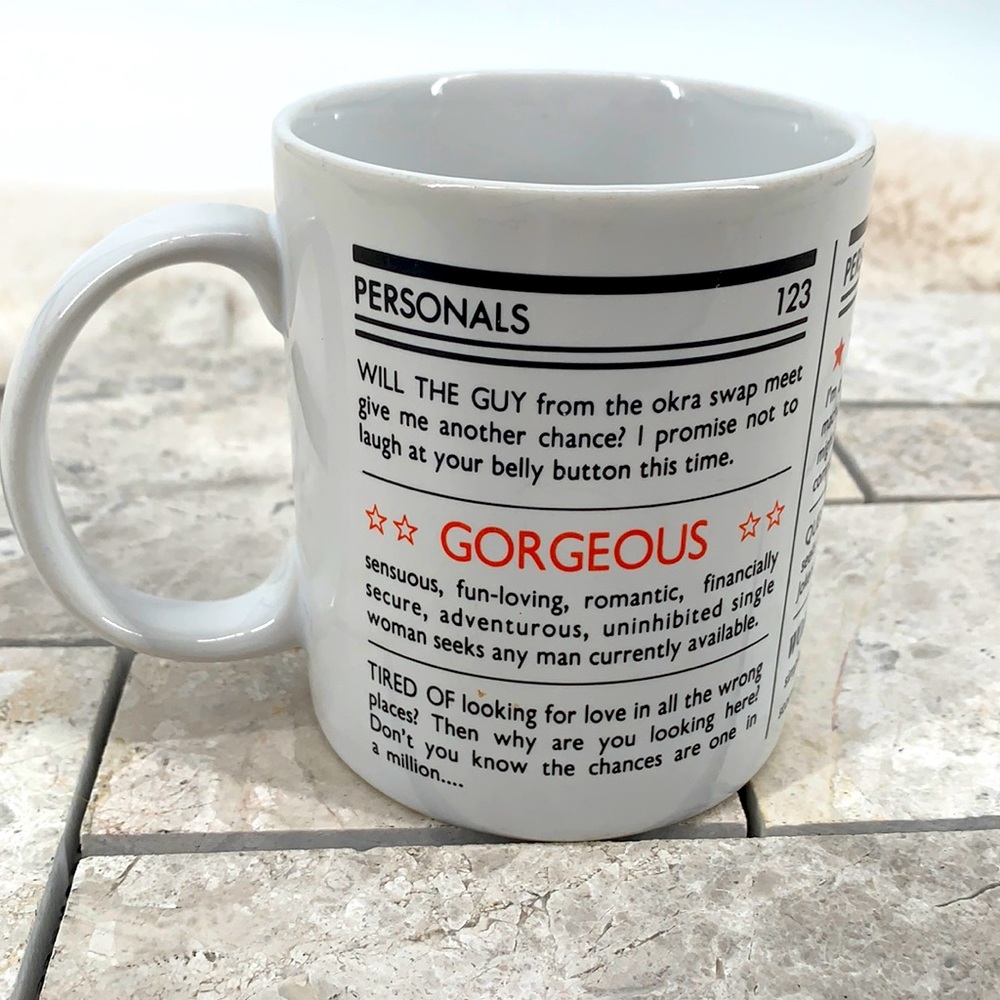 Vintage Hallmark Coffee Lover Personal Ads Mug Cup